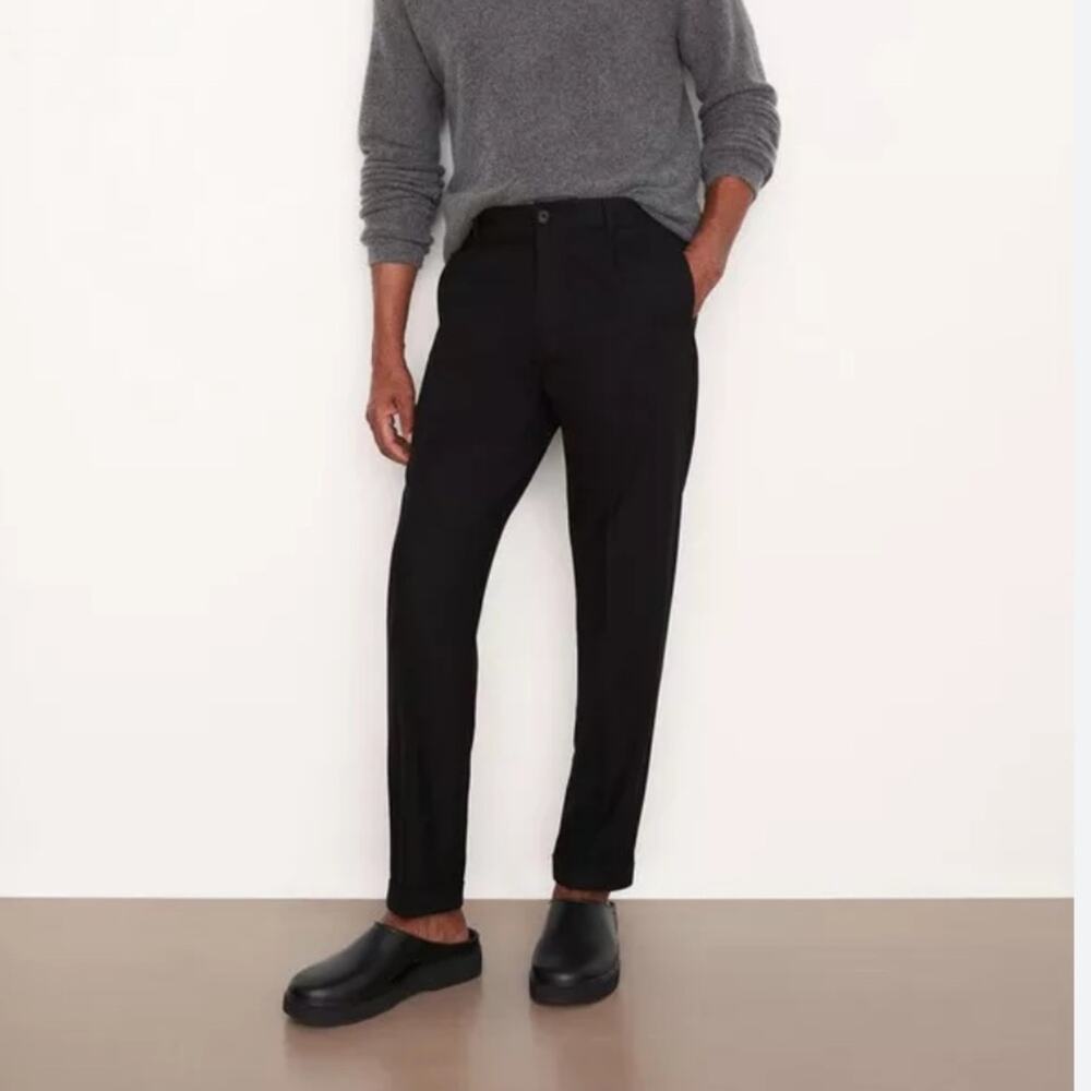Vince wool taylor cuff trouser black sz L relaxed slim fit